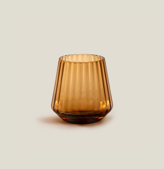 Ribbed Amber Glass Votive