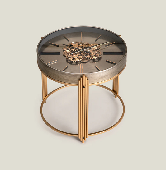 Steampunk Gear Clock Side Table