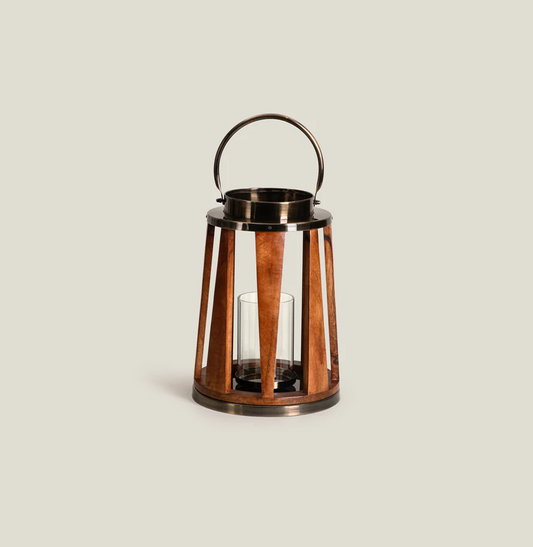 Bamboo & Glass Pillar Lantern