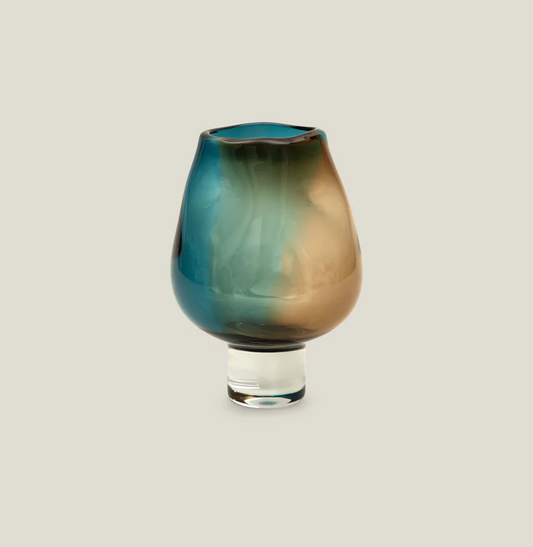 Teal Ombre Glass Hurricane