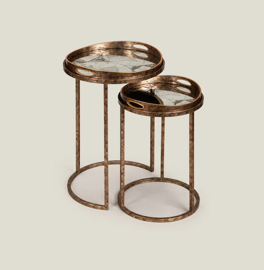 Antique Bronze Tray Nesting Tables