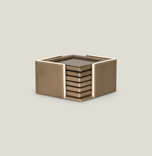 Brass & Bone Inlay Coaster Set