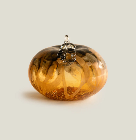 Amber Art Glass Pumpkin Sculpture